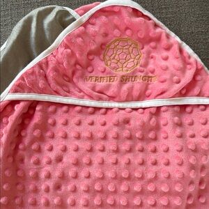 Pink Textured Blanket with Gold Embroidery